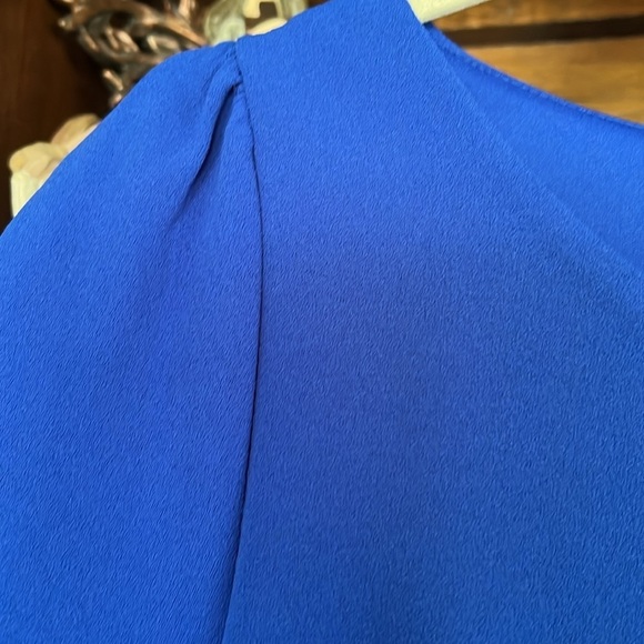 TALBOTS Solid Royal Blue Short Sleeve Shift Style Dress w/Ruffle Hem, Sz 4,NWT. - Picture 5 of 8